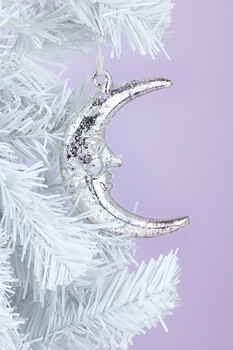 G Decor Mottled Silver Glass Crescent Moon, 2 of 3