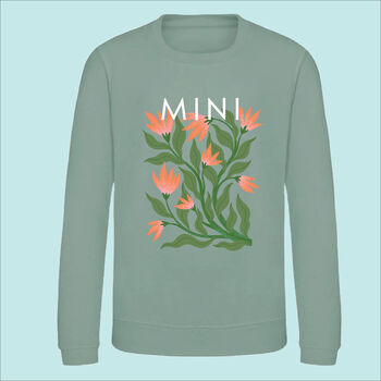 Mother And Child Sage Floral Personalised Sweatshirt Set, 2 of 3