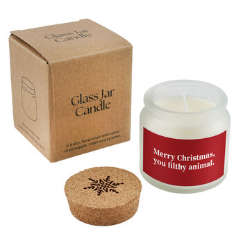 Merry Christmas You Filthy Animal Christmas Candle • Clear Glass Jar Scented Candle • Holiday Home Décor • Secret Santa • Gift Boxed, 2 of 2