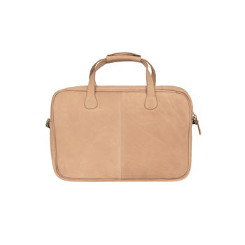 Personalised Leather Compact Laptop Satchel In Camel, 5 of 10
