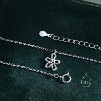 Tiny Forget Me Not Flower Blossom Pendant Necklace, 7 of 12
