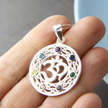 Sterling Silver Om And Chakra Necklace, 2 of 8