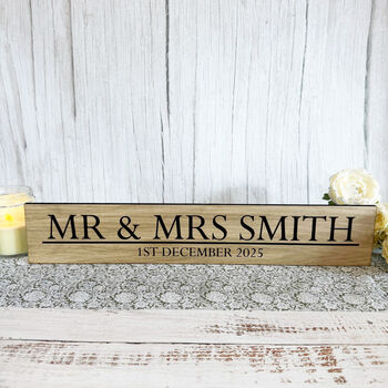 Personalised Mr And Mrs Wooden Wedding Sign, 3 of 5