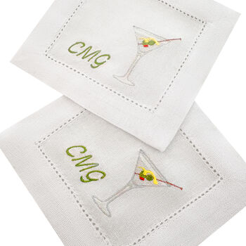 Martini Embroidered Cocktail Napkins, 2 of 2