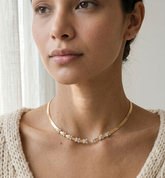 Kinmokusei 18 K Gold Plated Chain Floral Necklace, 2 of 6