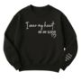 Personalised I Wear My Heart On My Sleeve Unisex Sweatshirt With Names On Sleeve, thumbnail 1 of 12