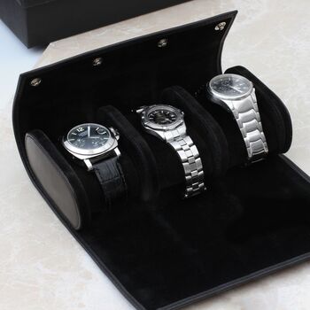 Personalised Luxury Italian Triple Leather Watch Roll, 2 of 5