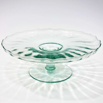 Recycled Glass Cake Stand | Two Styles | Optional Dome, 4 of 7