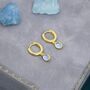 Sterling Silver Dangling Moonstone Oval Hoop Earrings, thumbnail 3 of 10