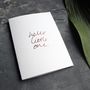 'Hello Little One' Rose Gold Foil Baby Card, thumbnail 1 of 4