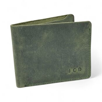 Personalised Handmade Leather Slim Wallet Gift For Him, 2 of 12