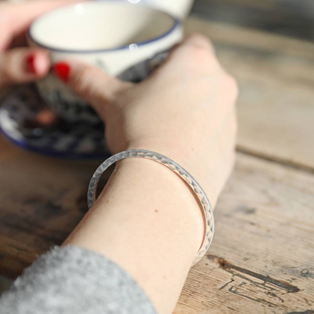 Personalised Hammered Bar Bangle By Lisa Angel