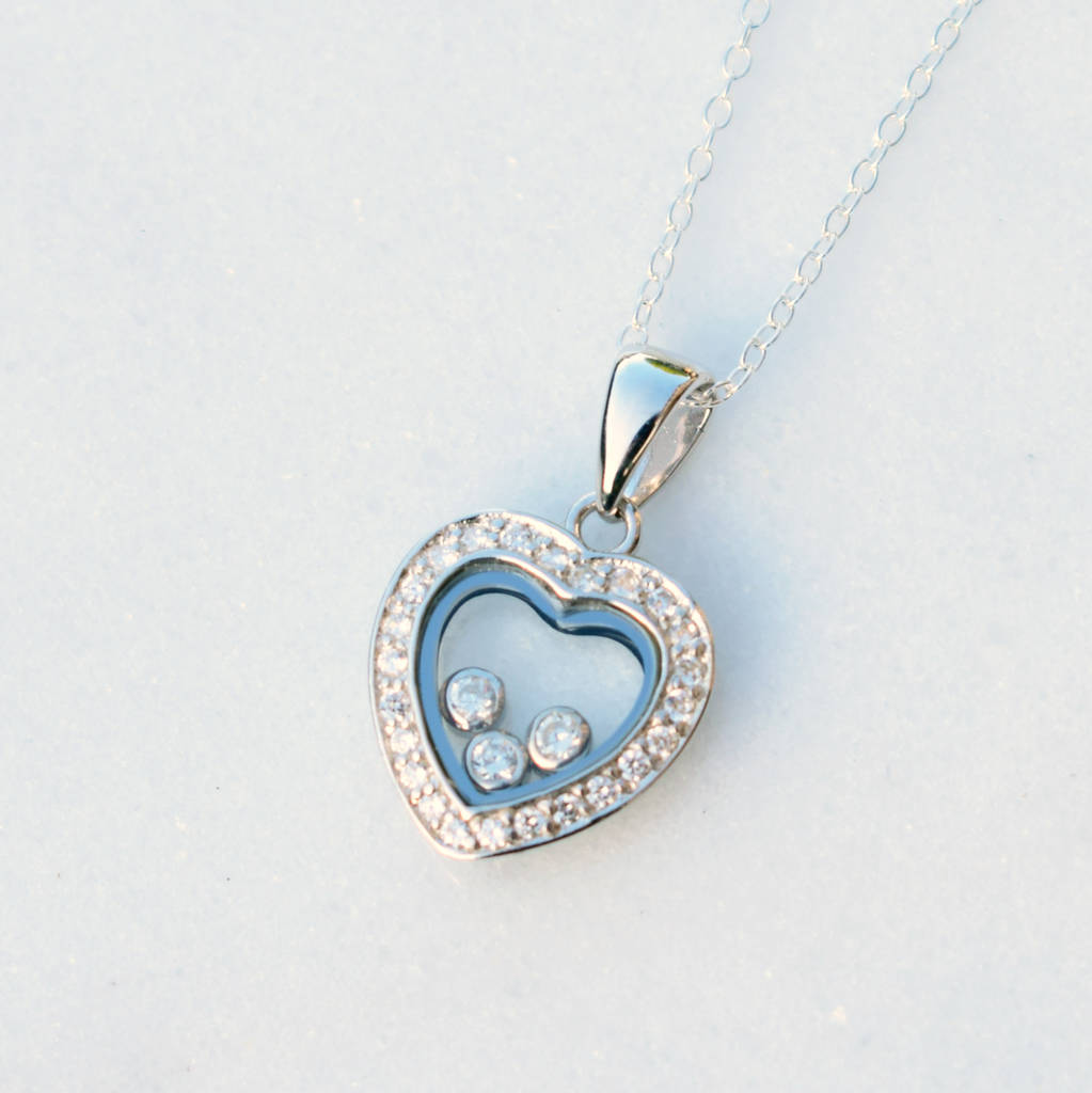 Pave Silver Heart Pendant Necklace By Katherine Swaine ...