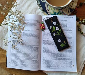 Linen Bookmark With Hand Embroidered Wild Daisy, 8 of 11