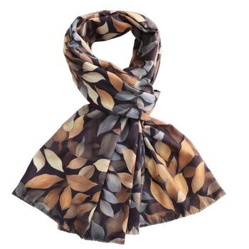 Autumn Whisper Leaf Print Scarf, 4 of 7