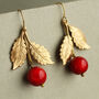 Vintage Brass Cherry Earrings, thumbnail 1 of 10