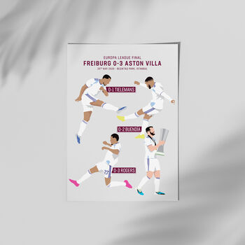 Aston Villa Vs Freiburg Europa League Final Print | Grey Background | Gift For Villa Fans, 2 of 4