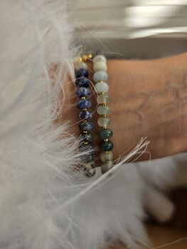 Lapis Lazuli, Labradorite And Jade Gemstone Bracelet – Gold Plated Charm Holder Clasp, 17cm, Healing Crystal Gift For Her, 4 of 7