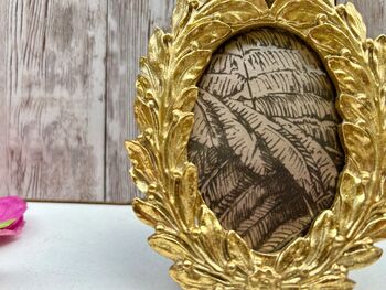 Gold Oval Wreath Nature Inspired Photo Frame Picture Holder Small, 4 of 7