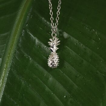 Pineapple Silver Necklace Gift Tropical Fruit Charm, 3 of 6
