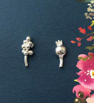 Thank You Teacher Lavender And Poppy Seed Head Sterling Silver Earrings, 9 of 12