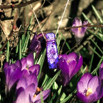 Purple Fused Glass Sterling Silver Pendant Necklace, 6 of 12