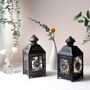 Set Of Two Black With Gold Brush Candle Lantern, thumbnail 2 of 6