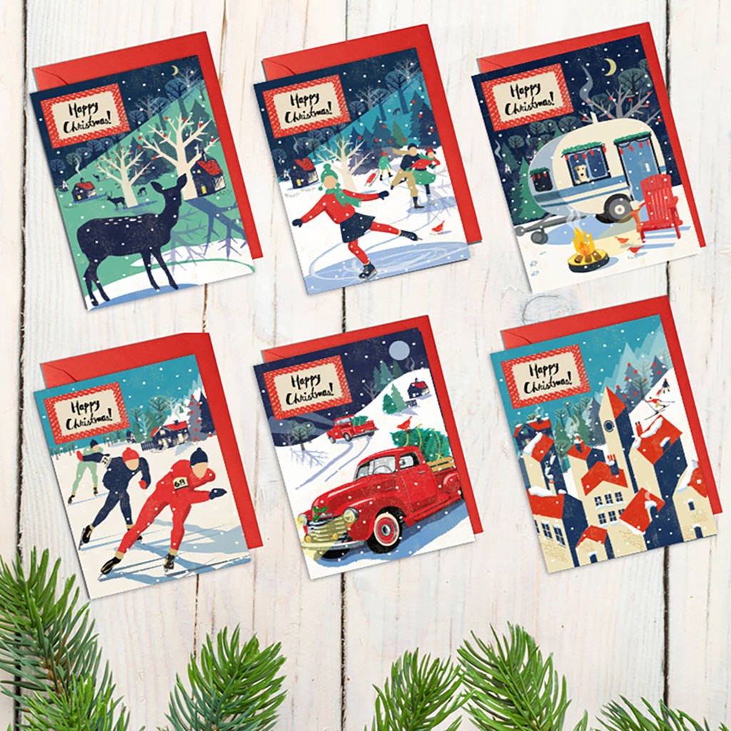 Pack Of Six Nordic Style Christmas Cards, 1 of 8