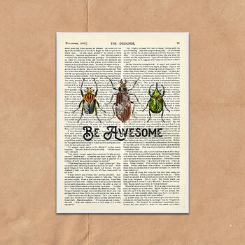 Be Awesome Art On Words Beetles Art Print, 2 of 4