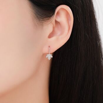 Dainty Maple Leaf Drop Hook Earrings In Sterling Silver, 3 of 11