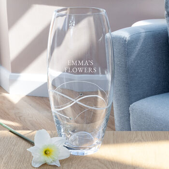 Personalised Tapered Spiral Barrel Vase With Crystals, 3 of 9