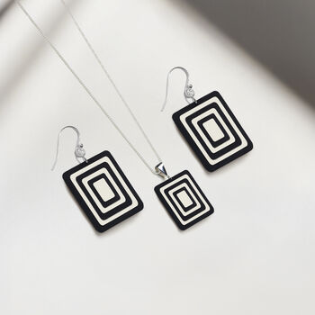 Matching Earrings And Necklace Stripey Rectangle Set, 3 of 12