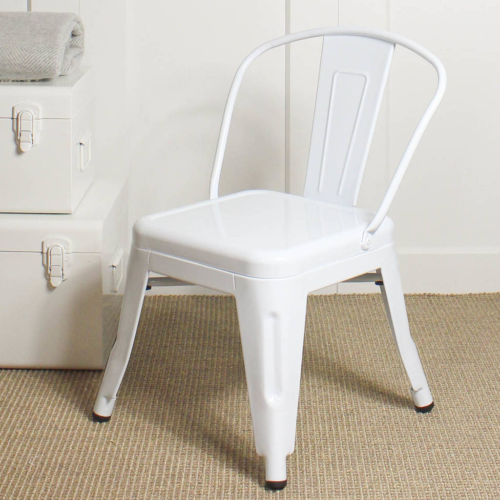 childrens white metal chair by marquis & dawe