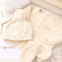 Luxury Baby Boys Cardigan, Bobble Hat And Mittens Set, thumbnail 6 of 11