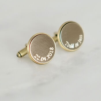 Personalised Curve Engraved Bronze And Copper Cufflinks, 5 of 12