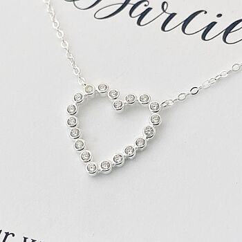 Personalised Pave Open Heart With Crystals Necklace, 2 of 3