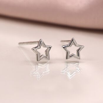 Sterling Silver Cut Out Star Stud Earrings, 3 of 6