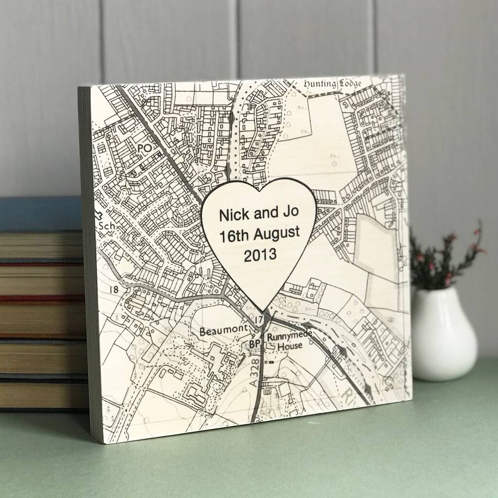 Personalised Wedding Venue Location Map Print On Wood By Northern Logic