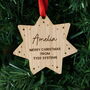 Personalised Wooden Christmas Star Decoration – Staff And Teacher Gift, thumbnail 1 of 4