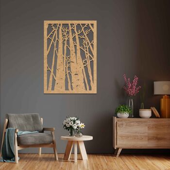 Wooden Forest Laser Cut Trees Wall Art Decor, 8 of 9