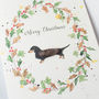 Dachshund And Wreath Christmas Card, thumbnail 4 of 6