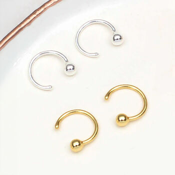 18ct Gold Plated Or Silver Bobble Pull Thru Earrings, 2 of 8