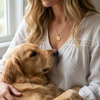 9ct Gold Double Dog Nose Print Heart Necklace, 2 of 9