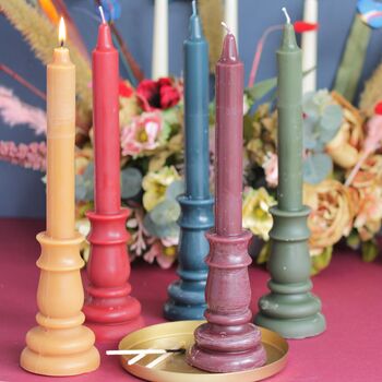 Large Coloured Vegan Wax Candlestick, 2 of 9
