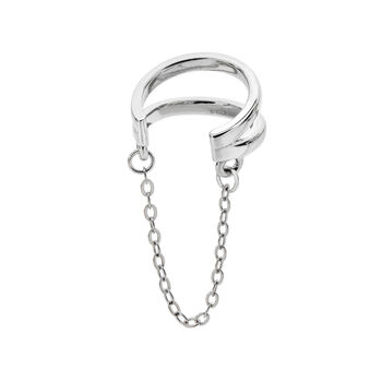 Sterling Silver Designer Art Deco Ear Cuff With Chain, 2 of 4