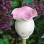 Pink Ceramic Poppy Seed Head Cane Topper Mini Bird Bath Personalised, thumbnail 1 of 7