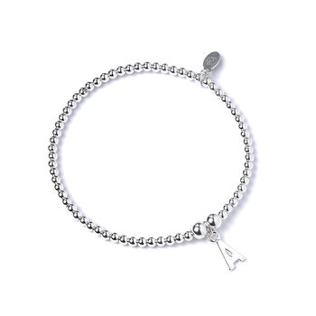 Sterling Silver Ball Bead Bracelet With Initial, 7 of 12