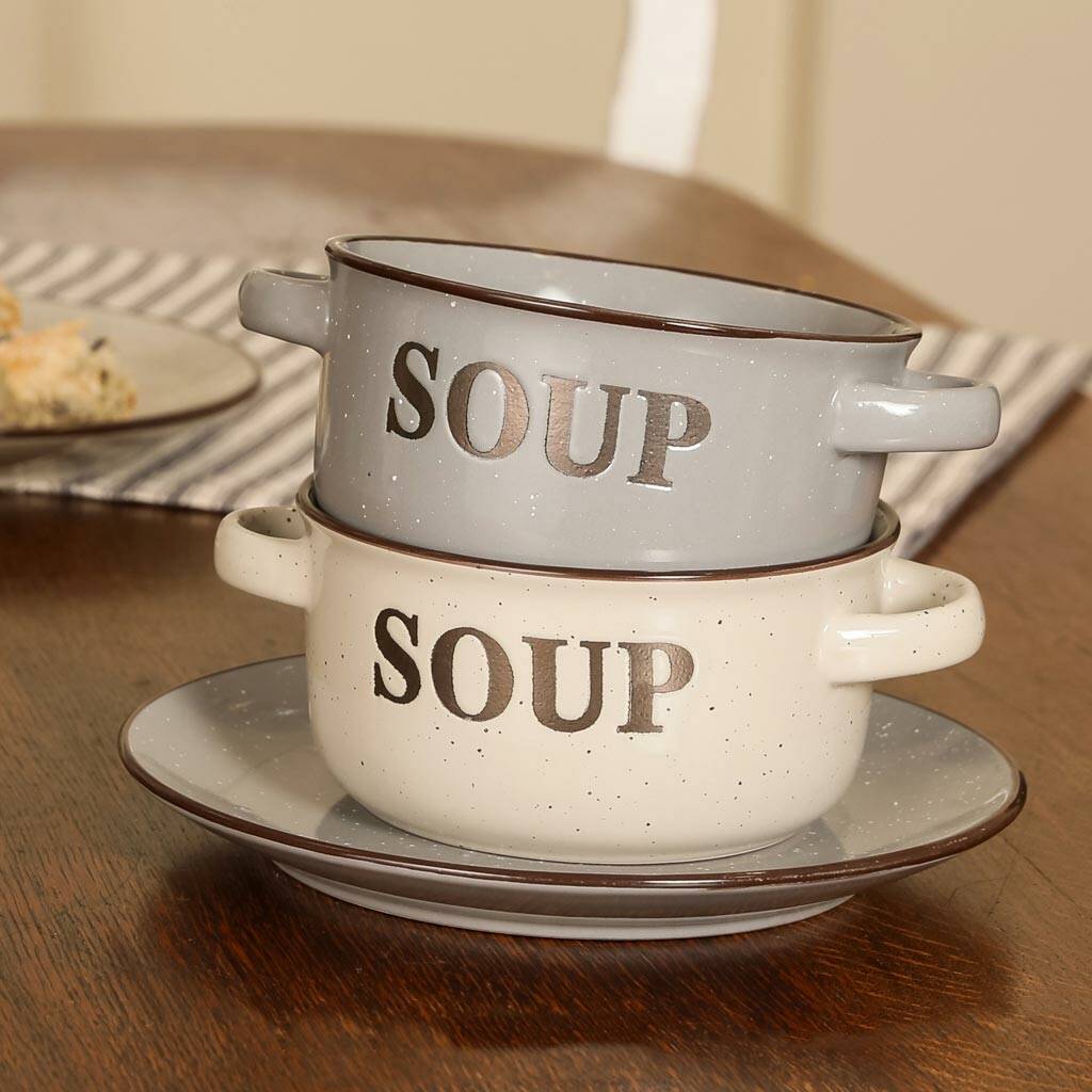 speckled soup bowl and bread plate by dibor