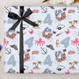 Three Sheets Of Children's 4th Birthday Pirate Wrapping Paper, thumbnail 2 of 2