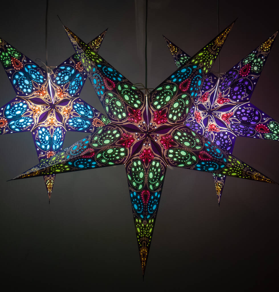 Set Of Three Handmade Paper Star Lanterns, 1 of 5